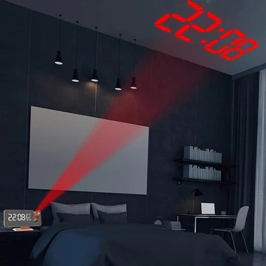 Réveil Projecteur Rose Gold avec Écran LED