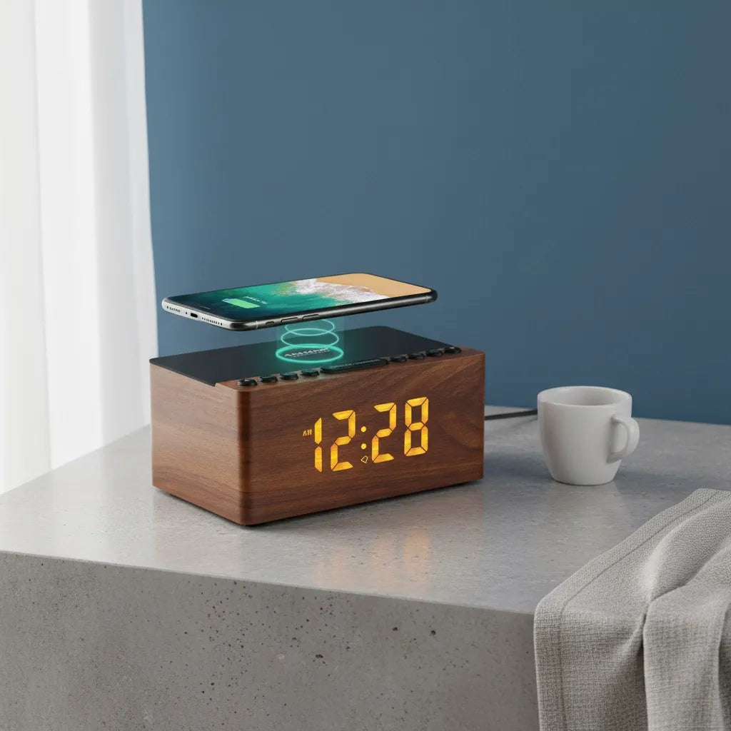 Radio Réveil en Bois à Induction