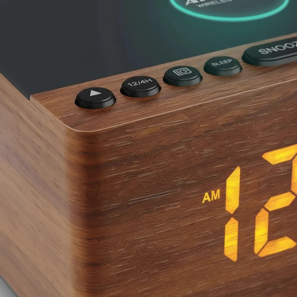 Radio Réveil en Bois à Induction