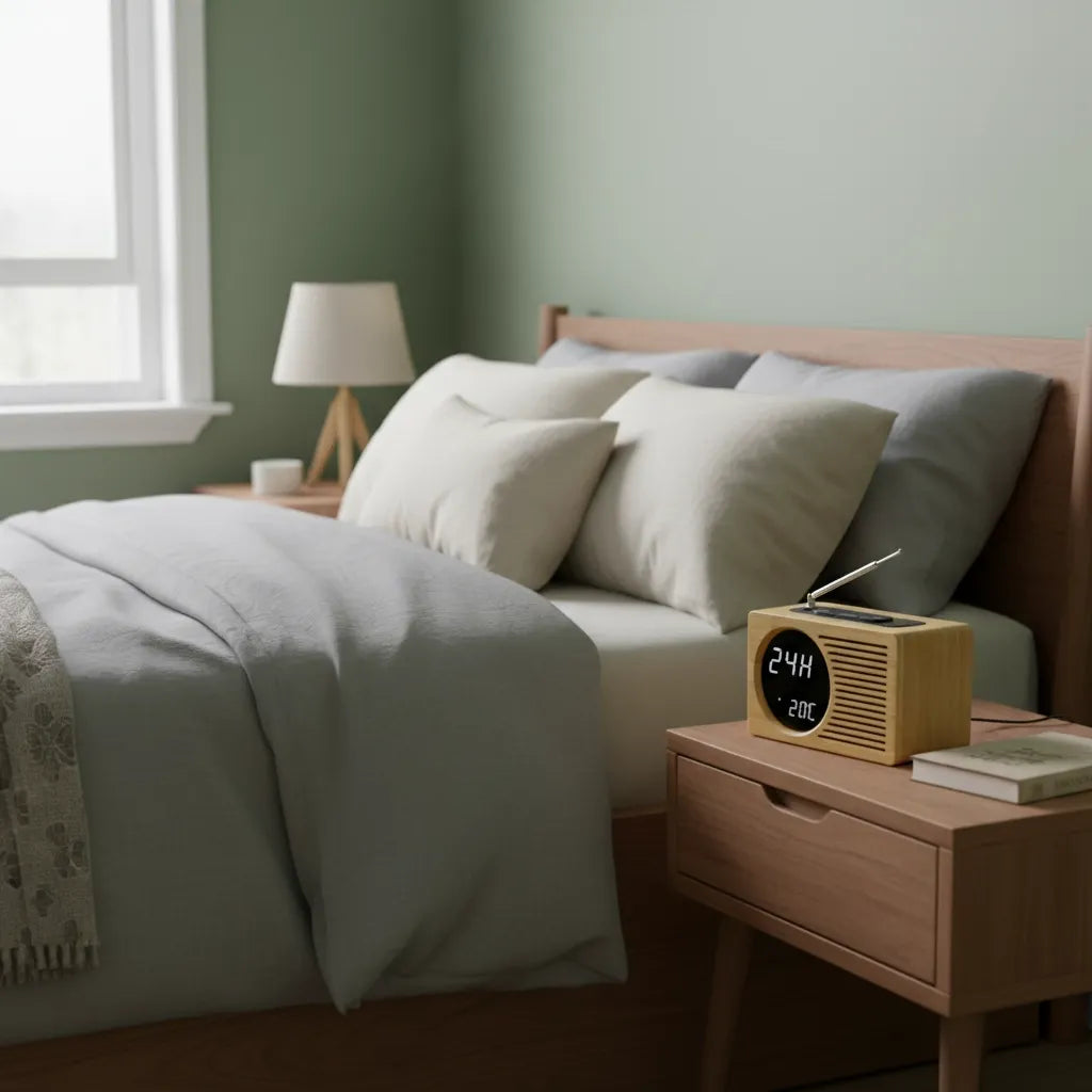 Radio Réveil FM en Bois