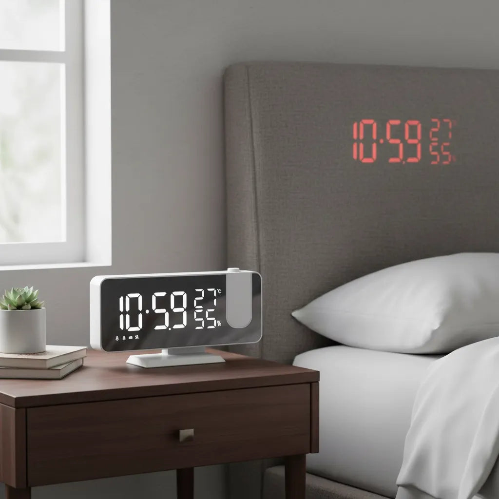 Radio Réveil LED avec Projecteur Blanc