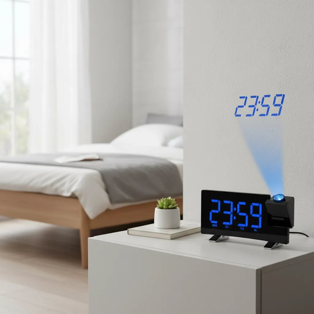 Radio Réveil Projecteur Bleu avec Radio FM