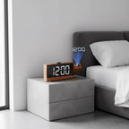 Radio Réveil Projecteur en Bois