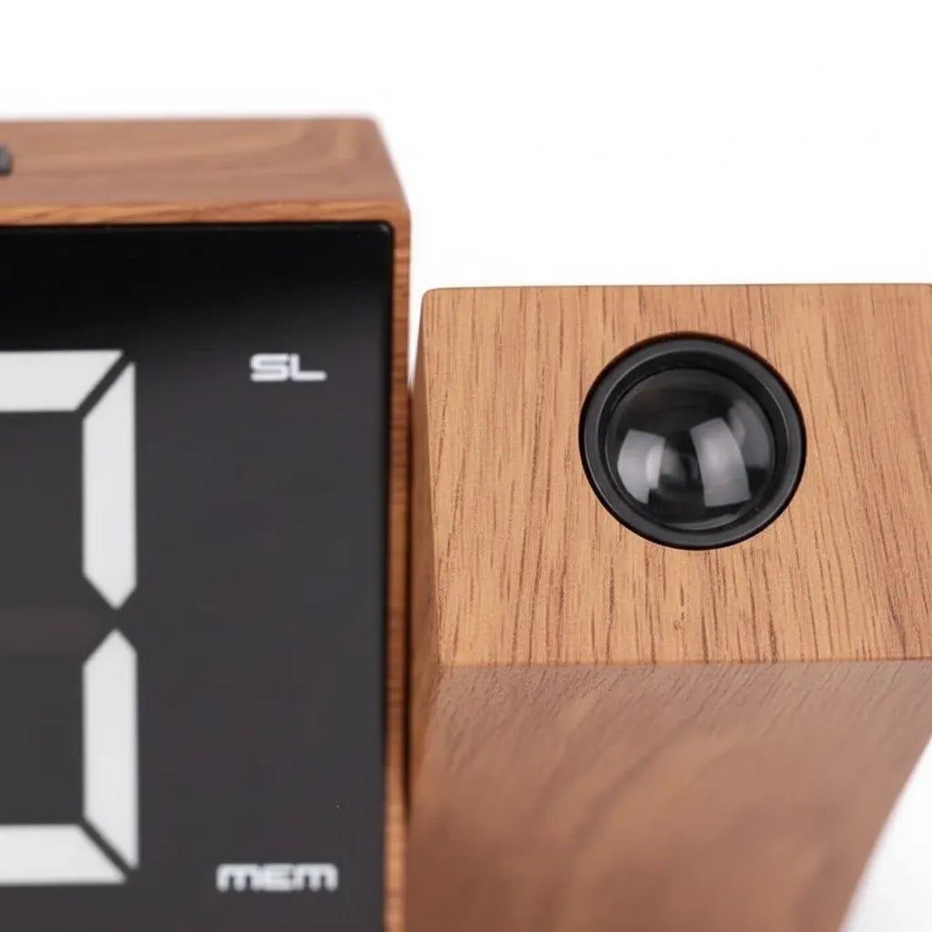 Radio Réveil Projecteur en Bois