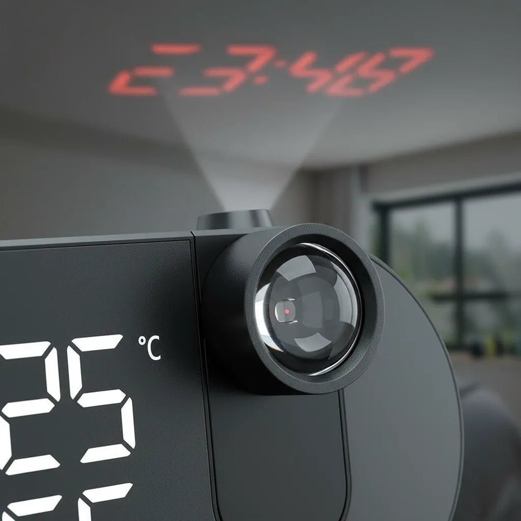 Radio Réveil Projecteur Plafond Noir