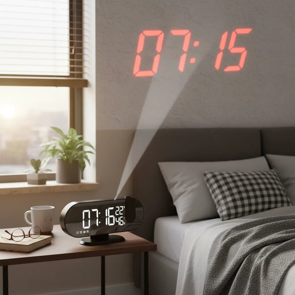 Radio Réveil Projecteur Plafond Noir