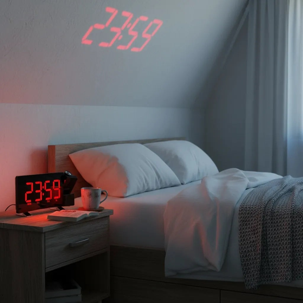 Radio Réveil Projecteur Rouge