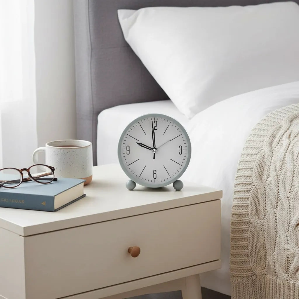 Réveil Analogique Rond en Métal