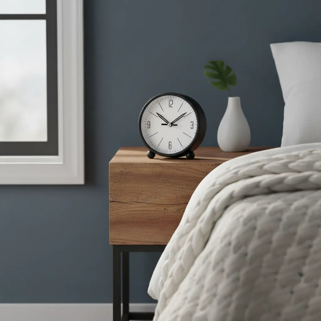 Réveil Analogique Rond en Métal