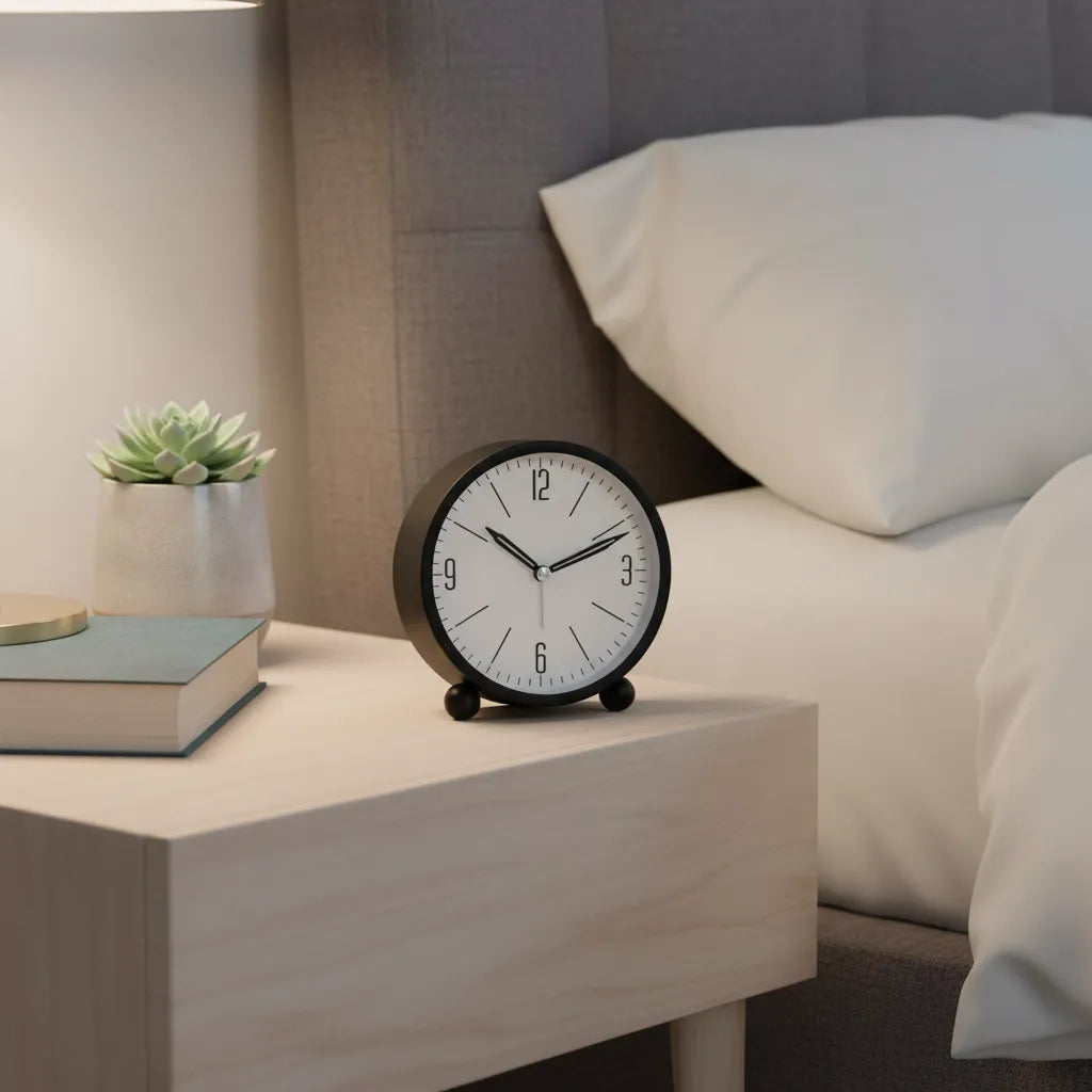 Réveil Analogique Rond en Métal