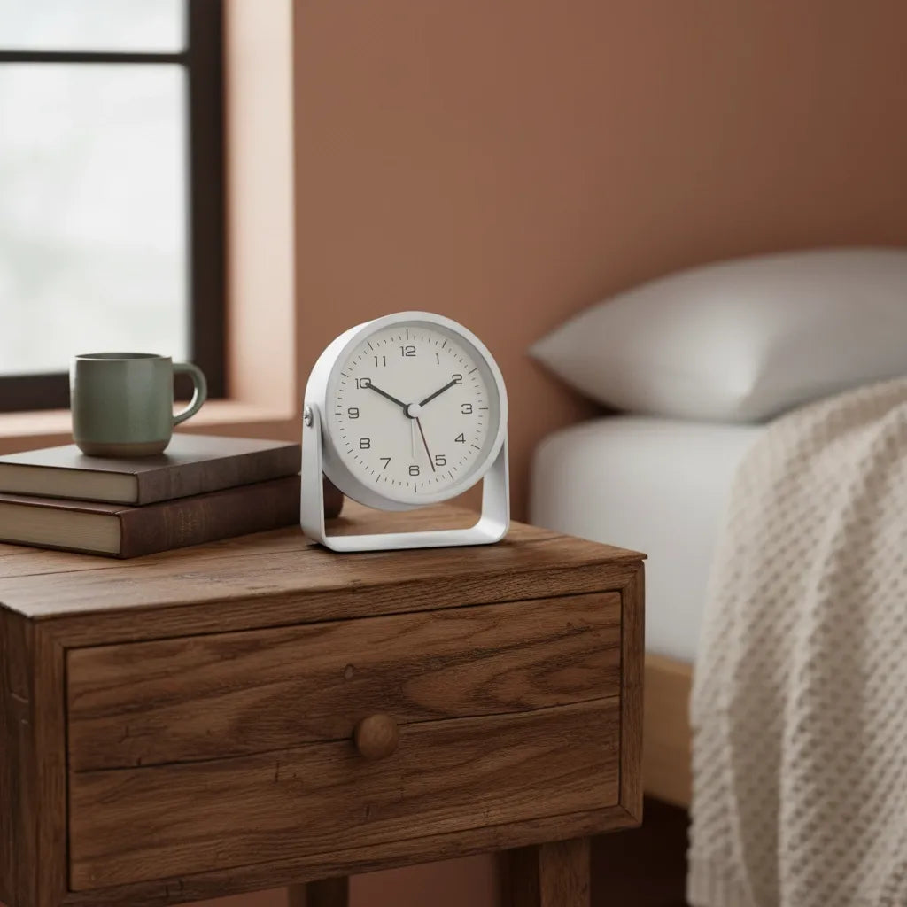 Réveil Analogique Trotteuse Silencieuse en Métal