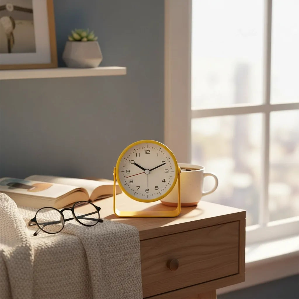 Réveil Analogique Trotteuse Silencieuse en Métal