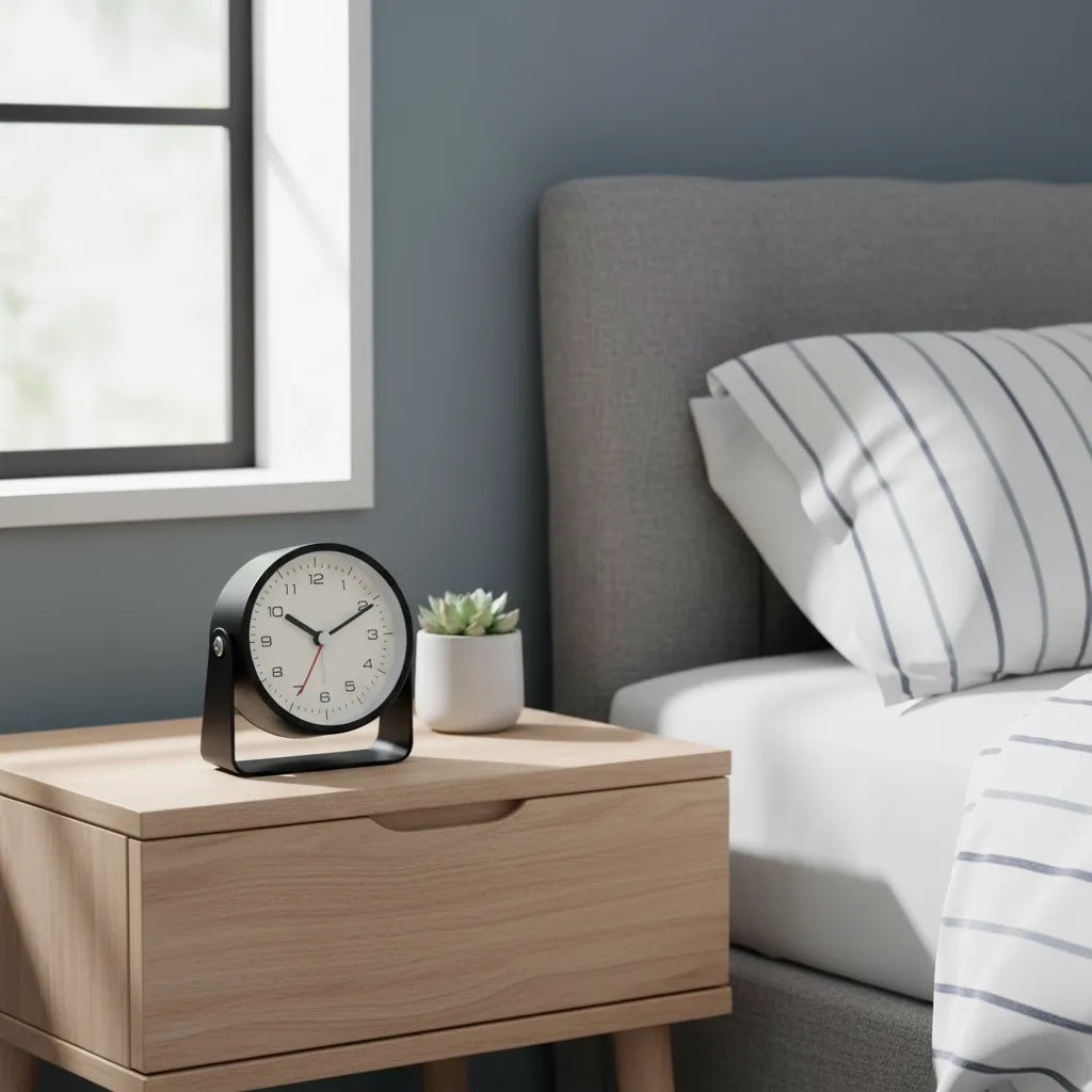 Réveil Analogique Trotteuse Silencieuse en Métal