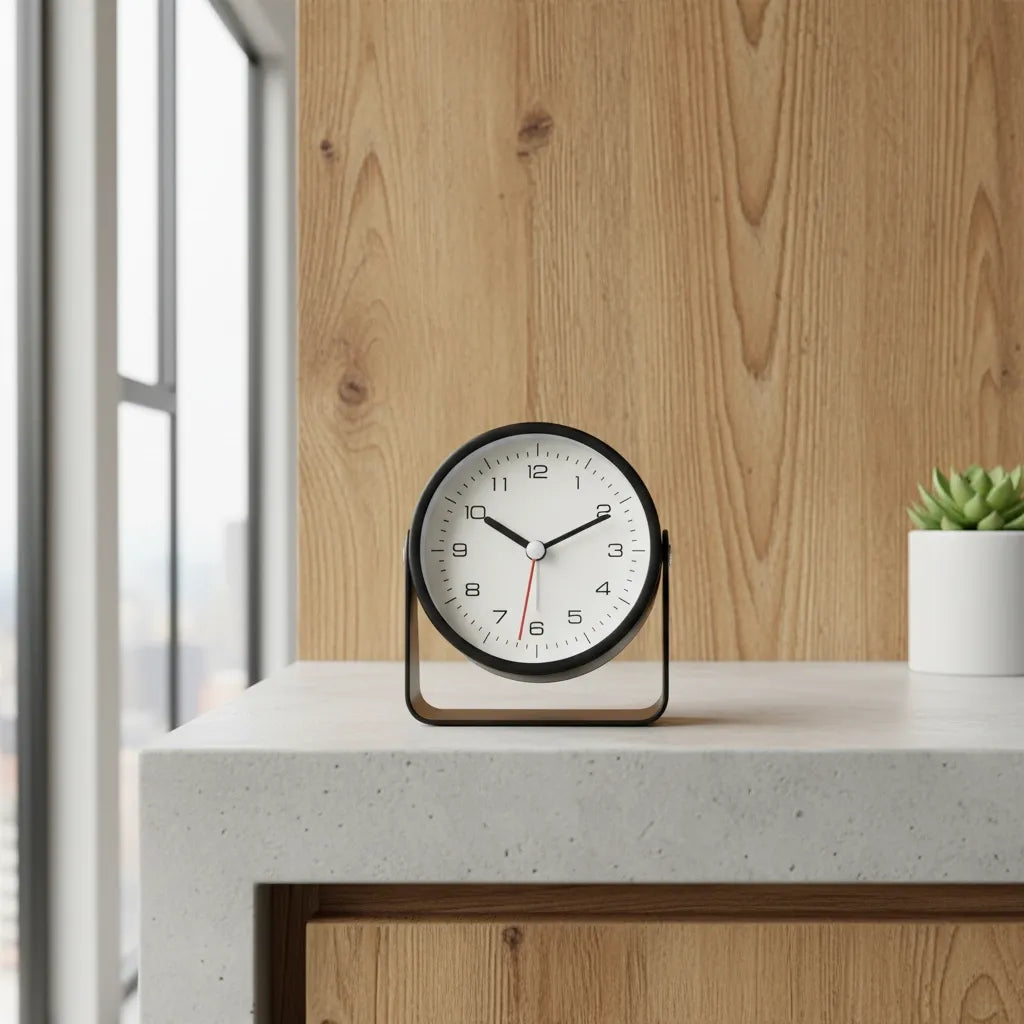 Réveil Analogique Trotteuse Silencieuse en Métal