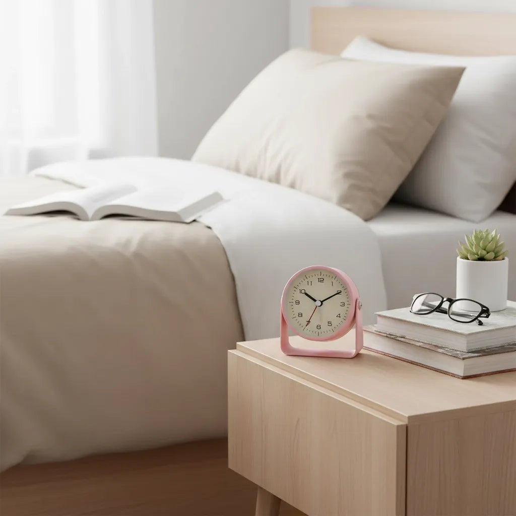 Réveil Analogique Trotteuse Silencieuse en Métal