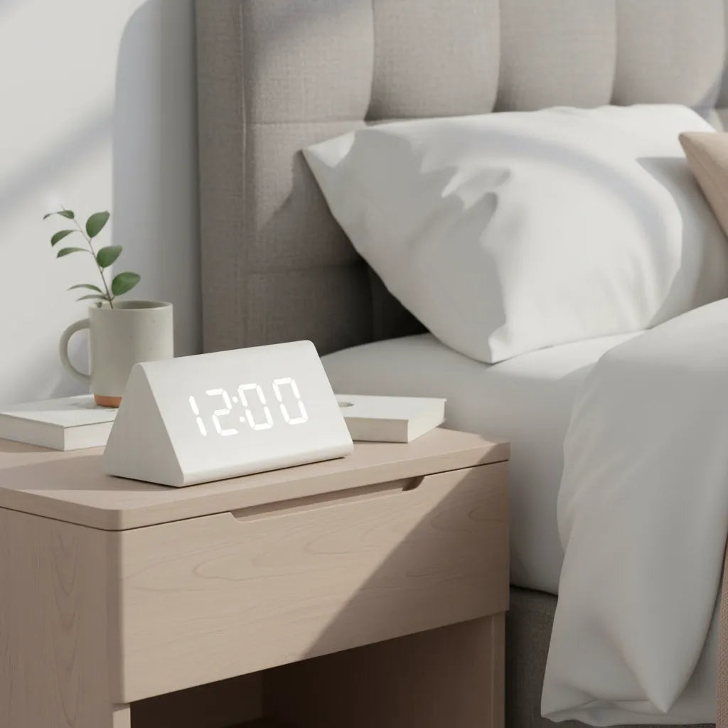 Réveil Bois Blanc Numérique