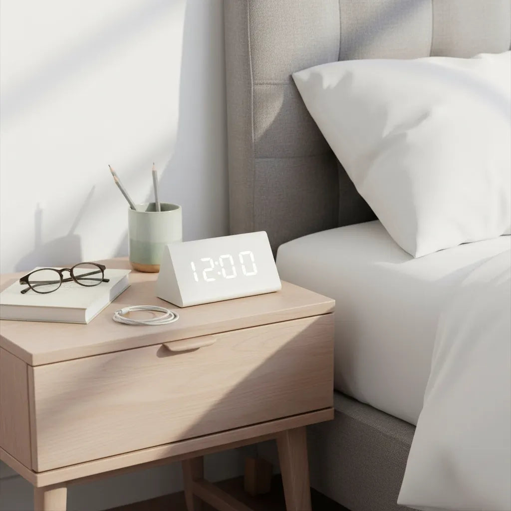 Réveil Bois Blanc Numérique