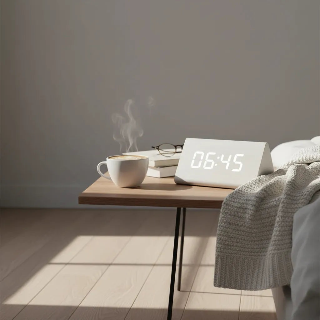 Réveil Bois Blanc Numérique