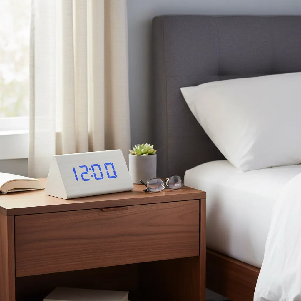 Réveil Bois Blanc Numérique