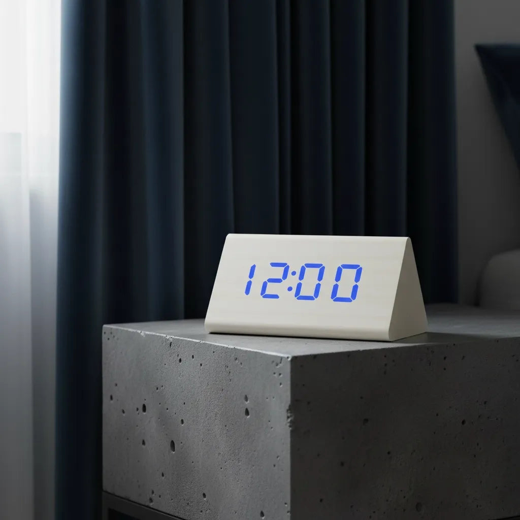 Réveil Bois Blanc Numérique