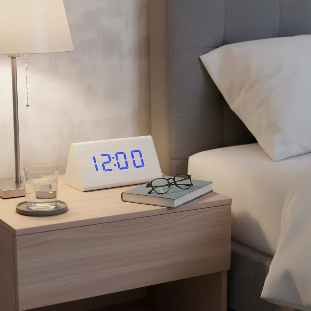 Réveil Bois Blanc Numérique