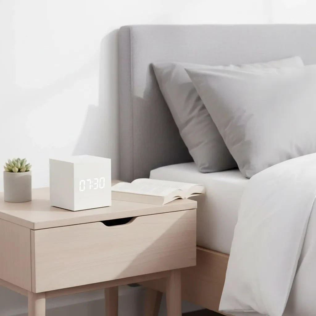 Réveil Bois Cube Numérique