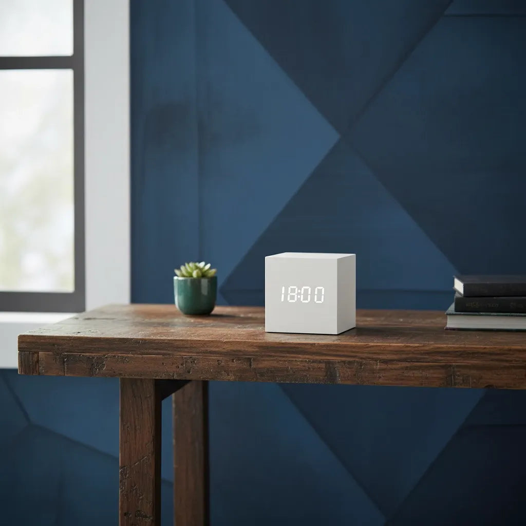 Réveil Bois Cube Numérique