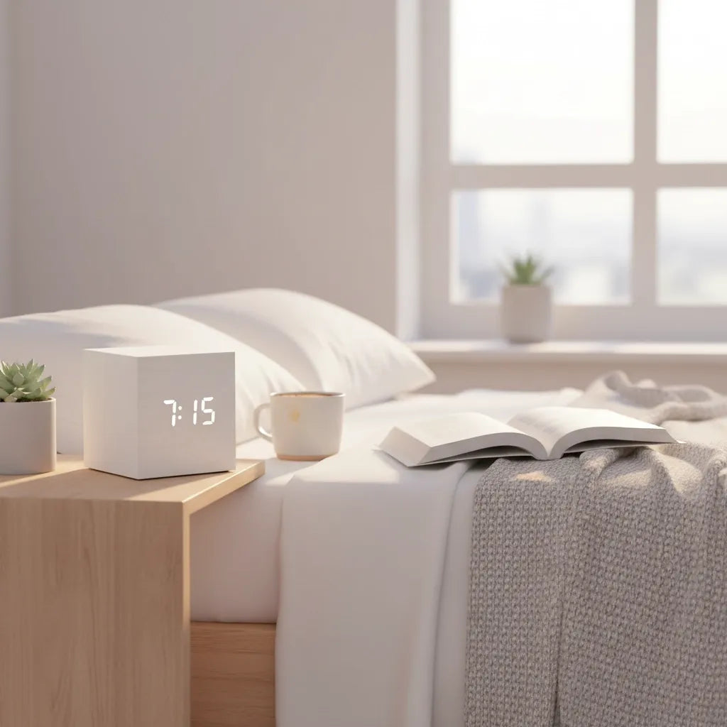 Réveil Bois Cube Numérique