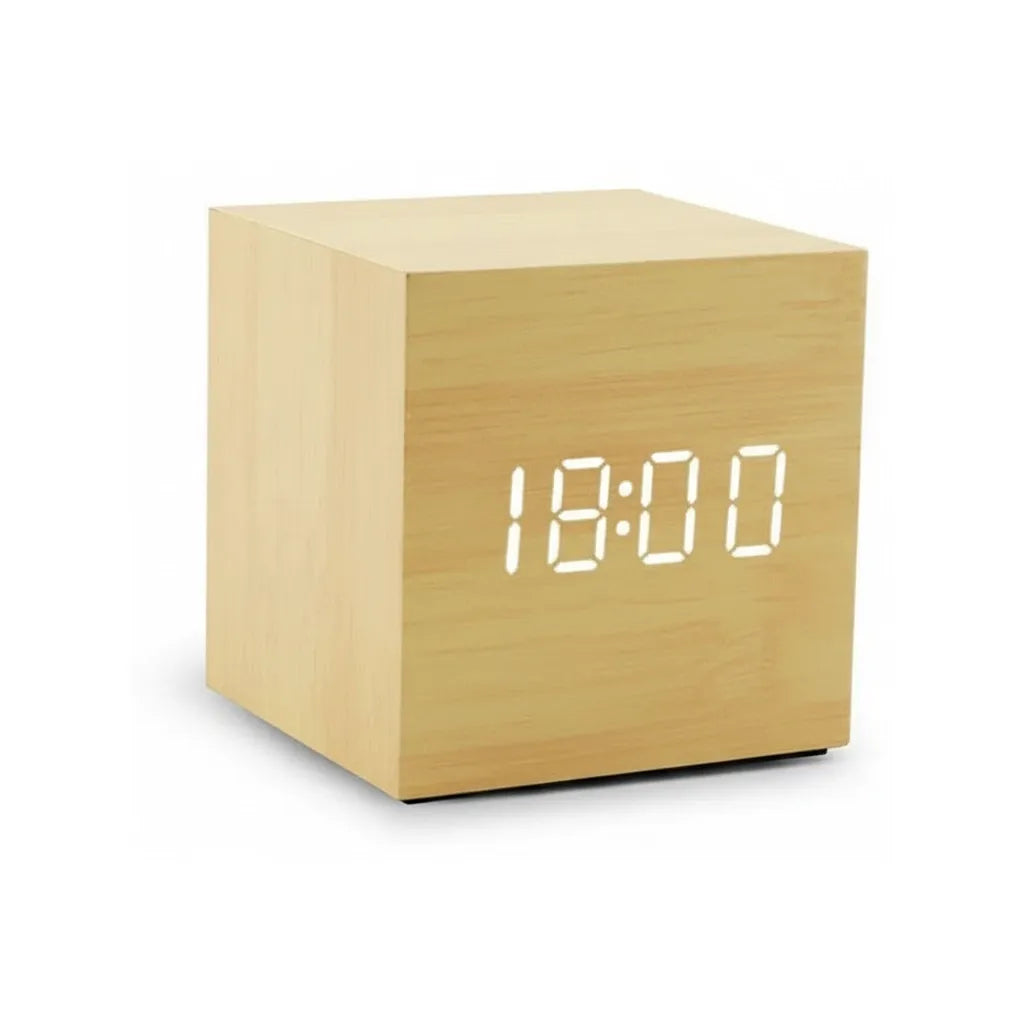 Réveil Bois Cube Numérique