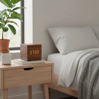 Réveil Bois Cube Numérique