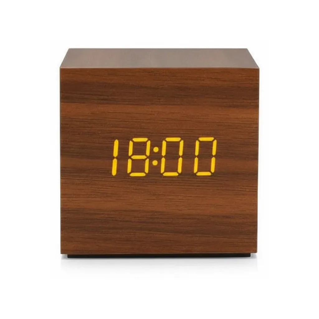Réveil Bois Cube Numérique
