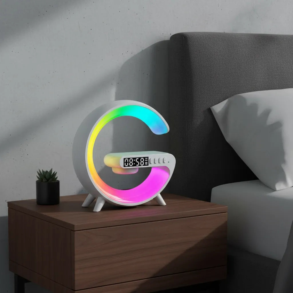 Réveil Chargeur Induction Avec Lampe Bluetooth