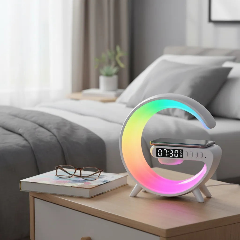 Réveil Chargeur Induction Avec Lampe Bluetooth