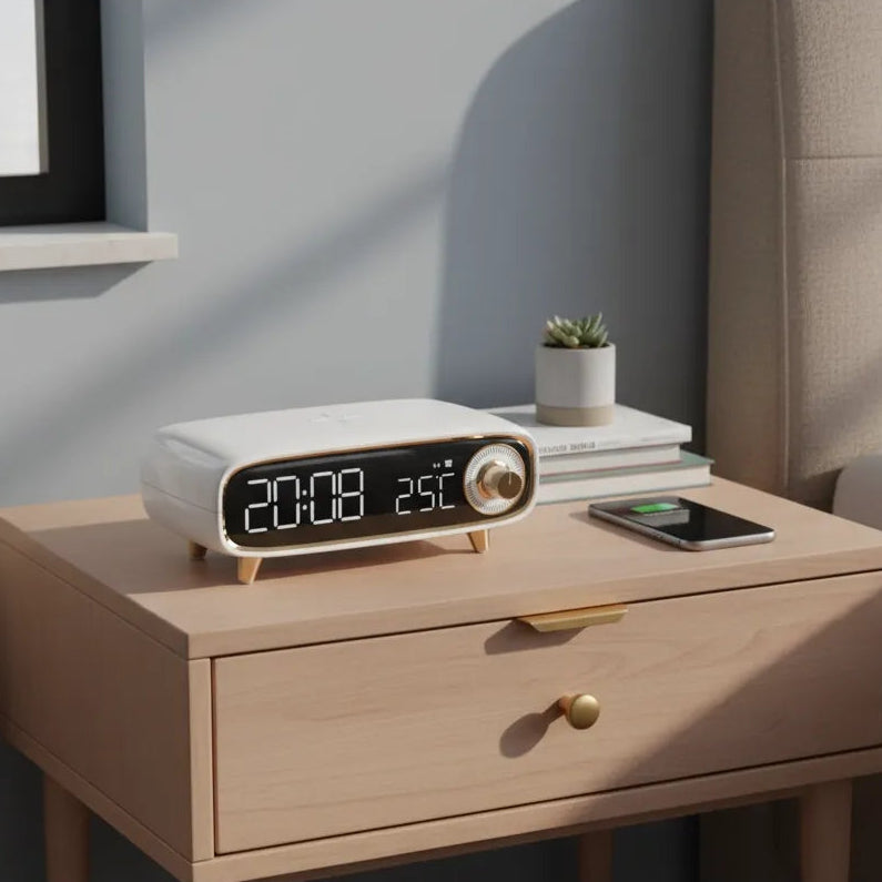 Réveil Chargeur Induction Bluetooth 5.0