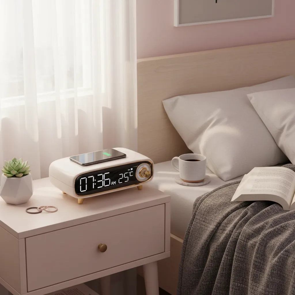 Réveil Chargeur Induction Bluetooth 5.0