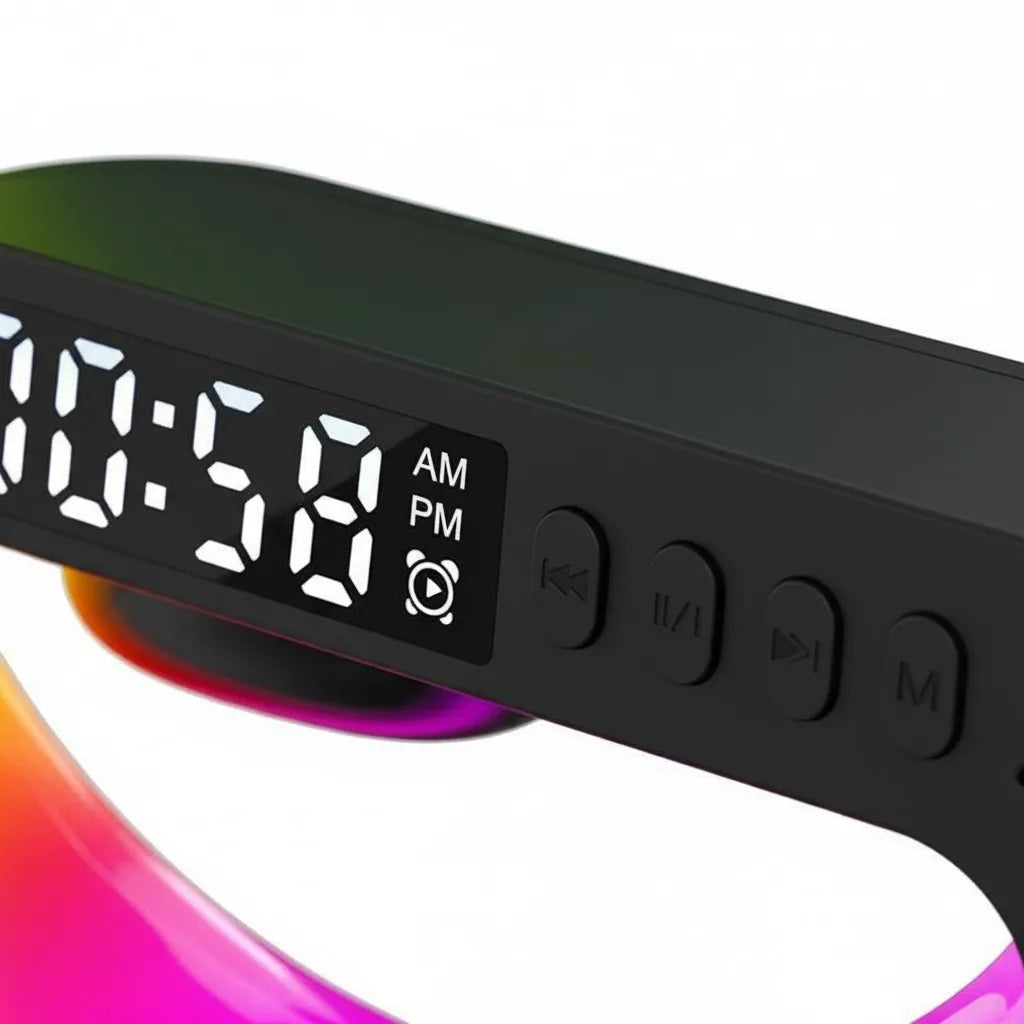 Réveil Chargeur Induction Lampe Noir