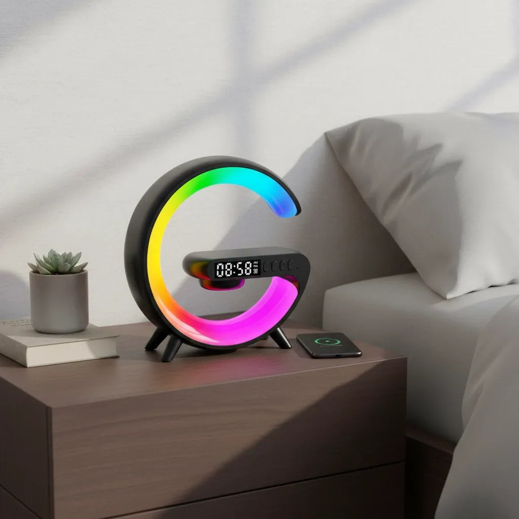 Réveil Chargeur Induction Lampe Noir