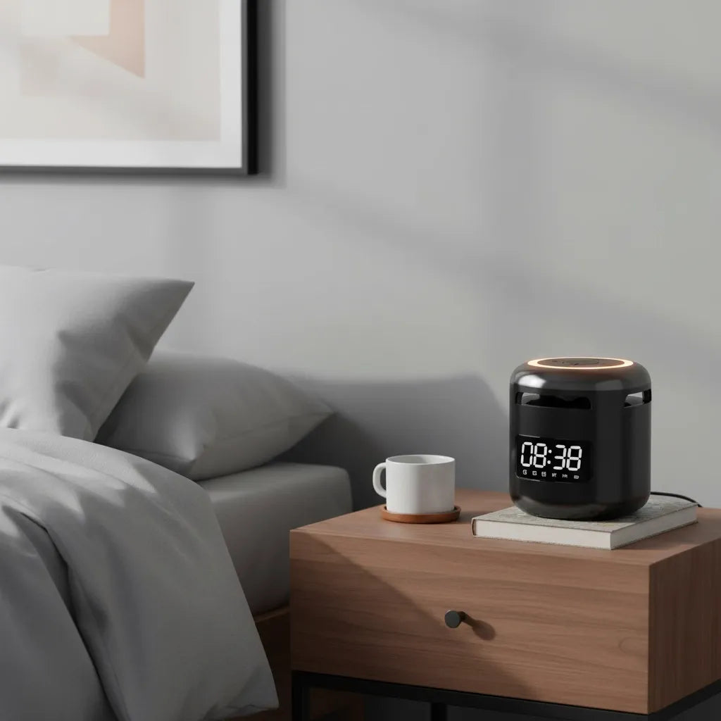 Réveil Connecté Bluetooth Noir Avec Veilleuse