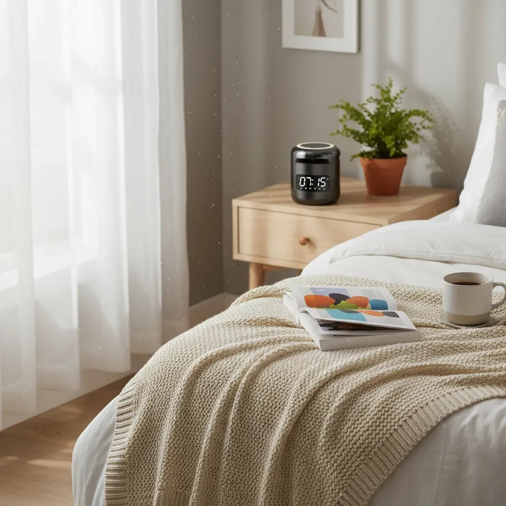 Réveil Connecté Bluetooth Noir Avec Veilleuse