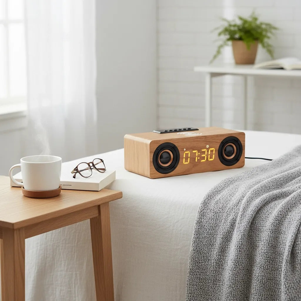 Réveil Connecté Bois Clair