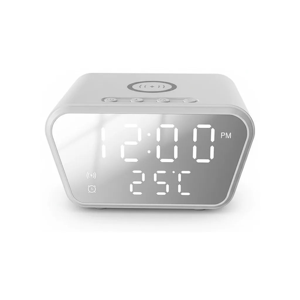 Réveil Connecté Chargeur Induction Blanc Numérique