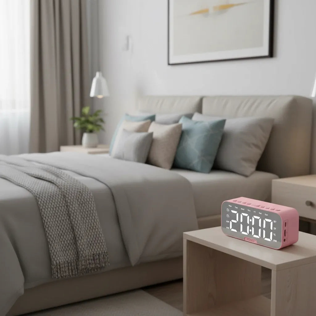 Réveil Connecté Rose Avec Haut-Parleur