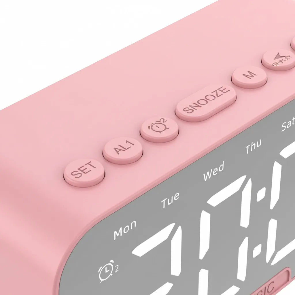 Réveil Connecté Rose Avec Haut-Parleur