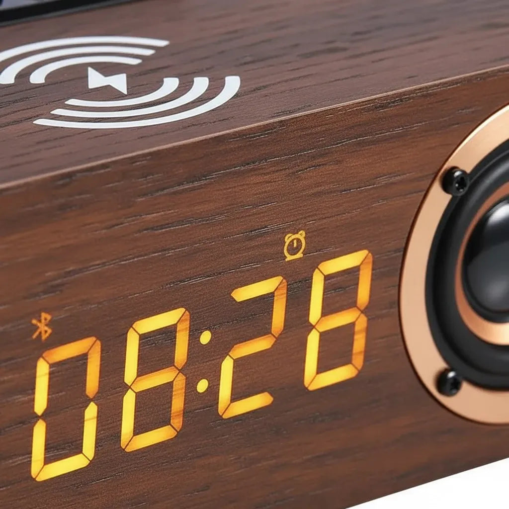 Réveil Connecté Vintage en Bois