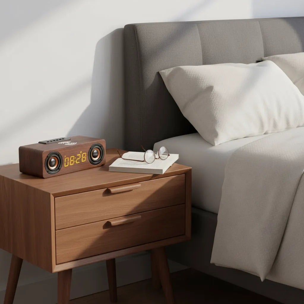 Réveil Connecté Vintage en Bois