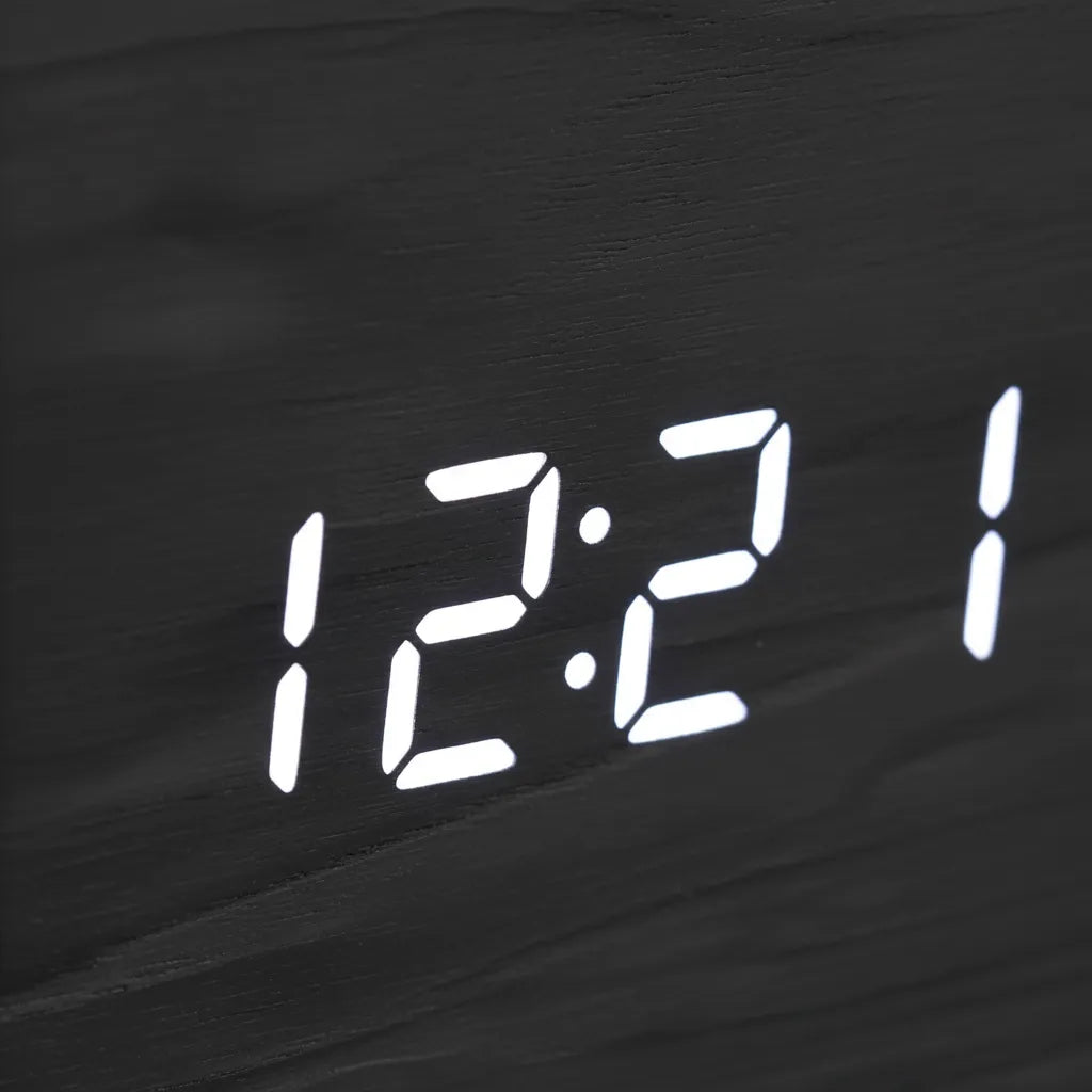 Réveil Cube Design Noir en Bois