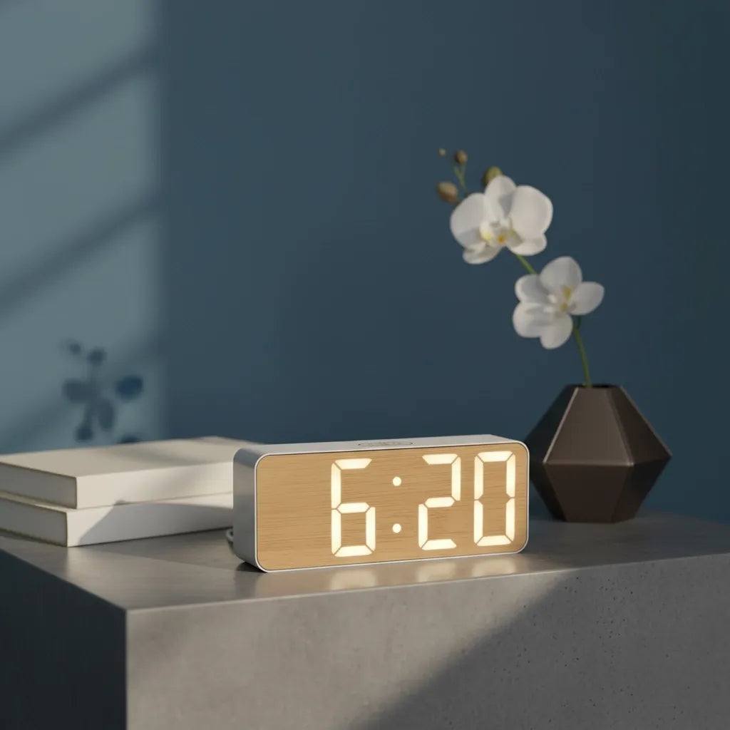 Réveil Digital En Bois Design