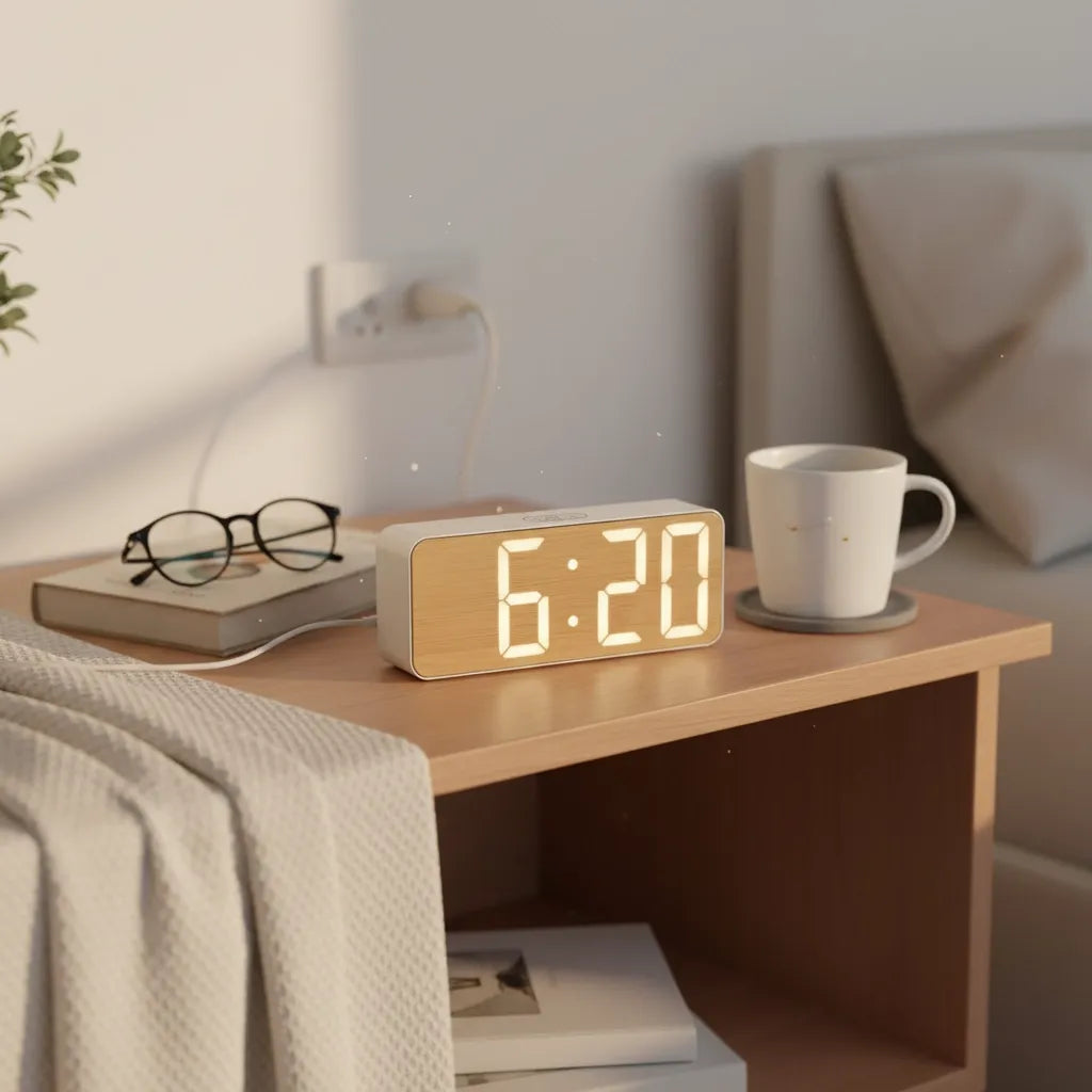 Réveil Digital En Bois Design