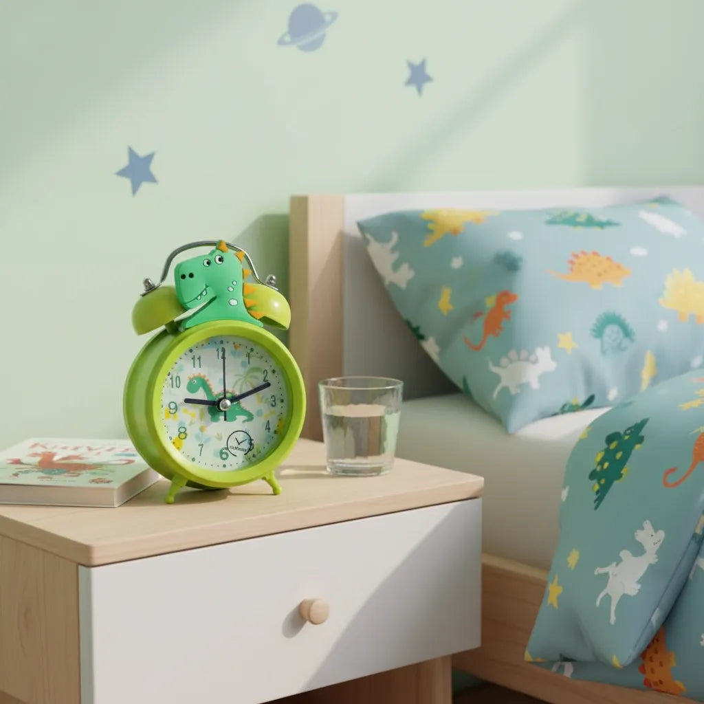 Réveil Dinosaure Vert avec Double Cloche