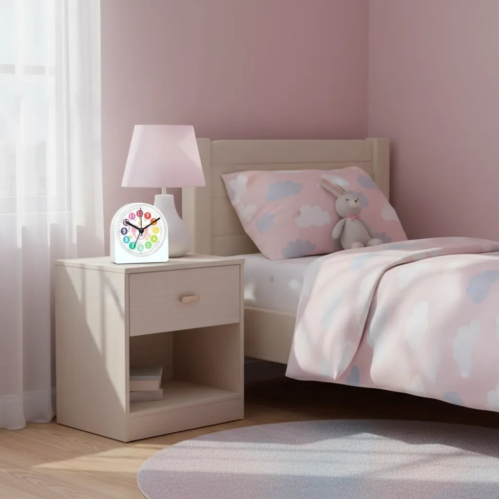 Réveil Éducatif Lapin Rose en Quartz